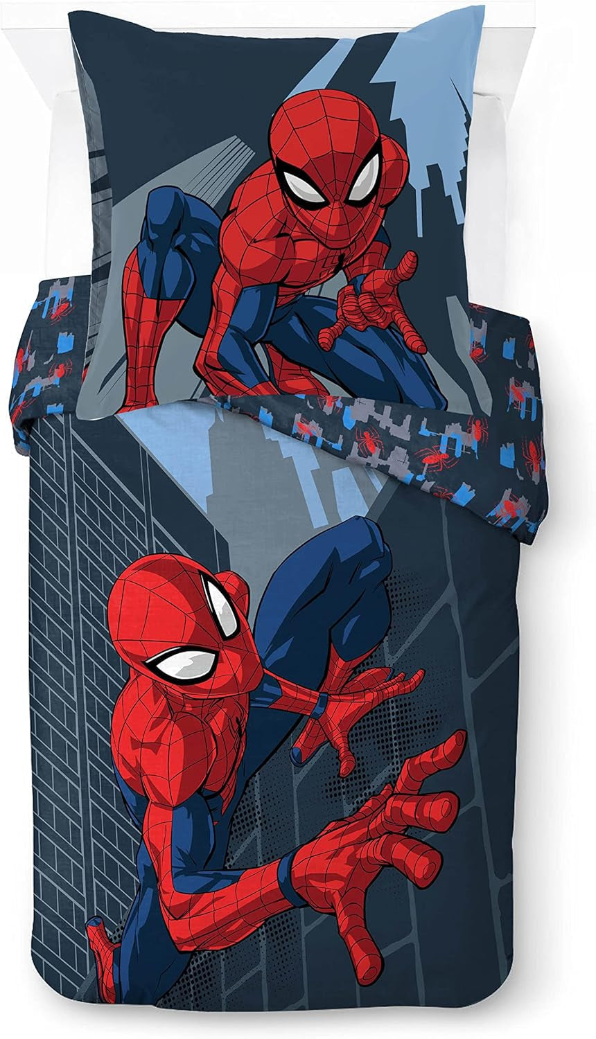 Povlečení pro děti, unisex, princezny a superhrdiny, 100% bavlna Povlečení dětské Naty Shop Blue - Spiderman 135X200/80X80 (2 kusy)