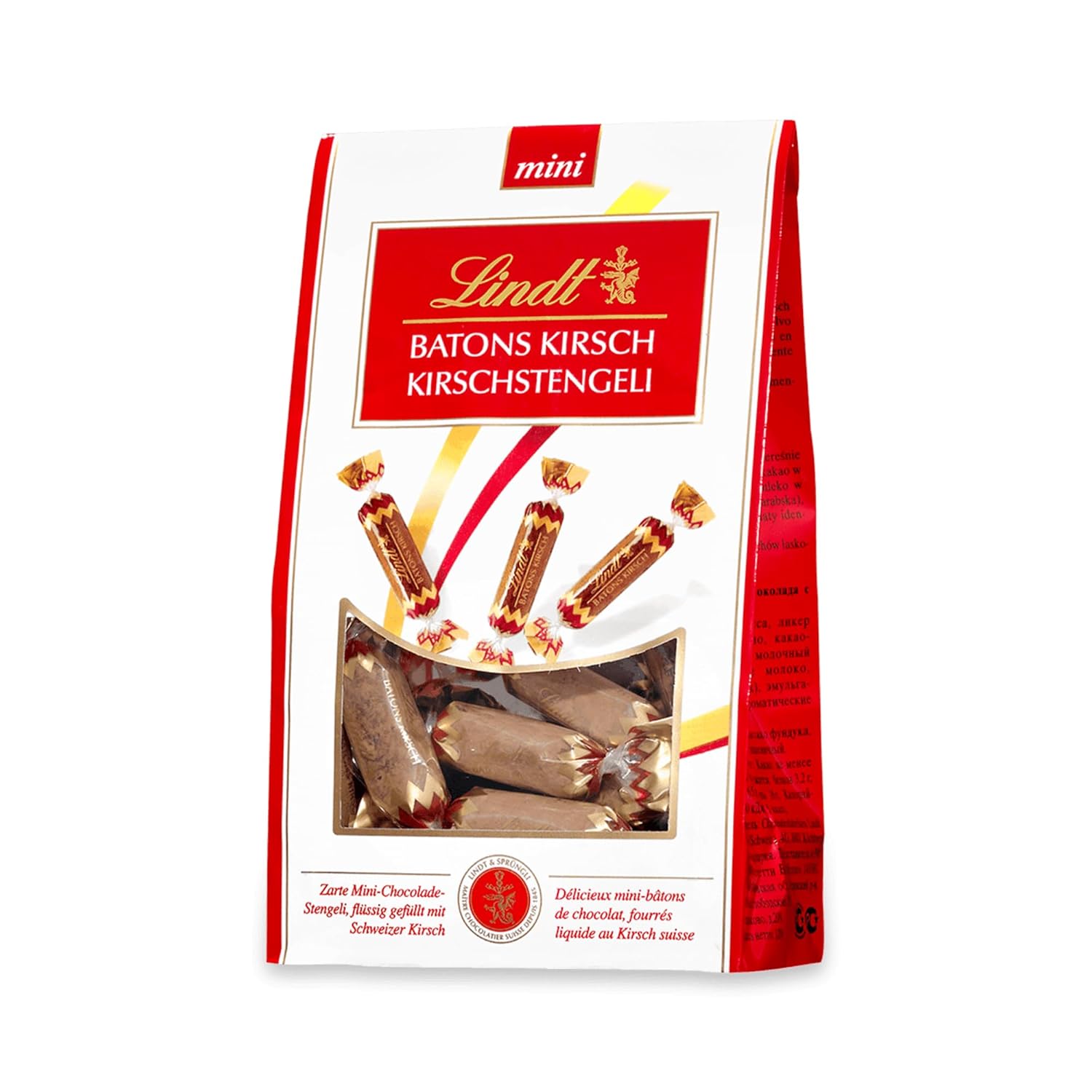 Lindt Cherry Mini Stick - Čokoládové tyčinky se švýcarským třešňovým likérem Lahodný dárek s alkoholem