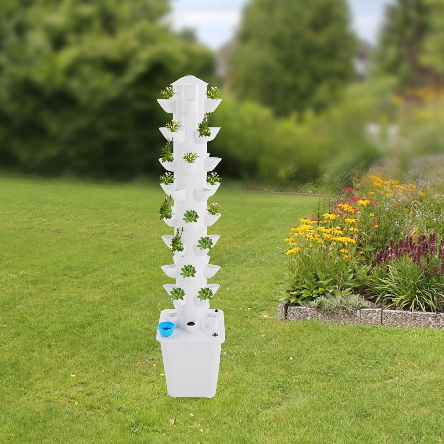 Hydroponický systém Hydroponická věž Vnitřní bylinková zahrada Hydroponický systém pěstování se 45 místy výsadby Vodní čerpadlo Vodní nádrž 20 l Vertikální pro květiny a zeleninu