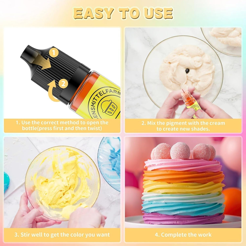 Potravinářské barvivo 6 barev x 12 ml, vysoce koncentrované tekuté potravinářské barvivo na pečení, sada potravinářských barviv na fondán, vánoční dorty, makarony, koblihy, sušenky (duhové)