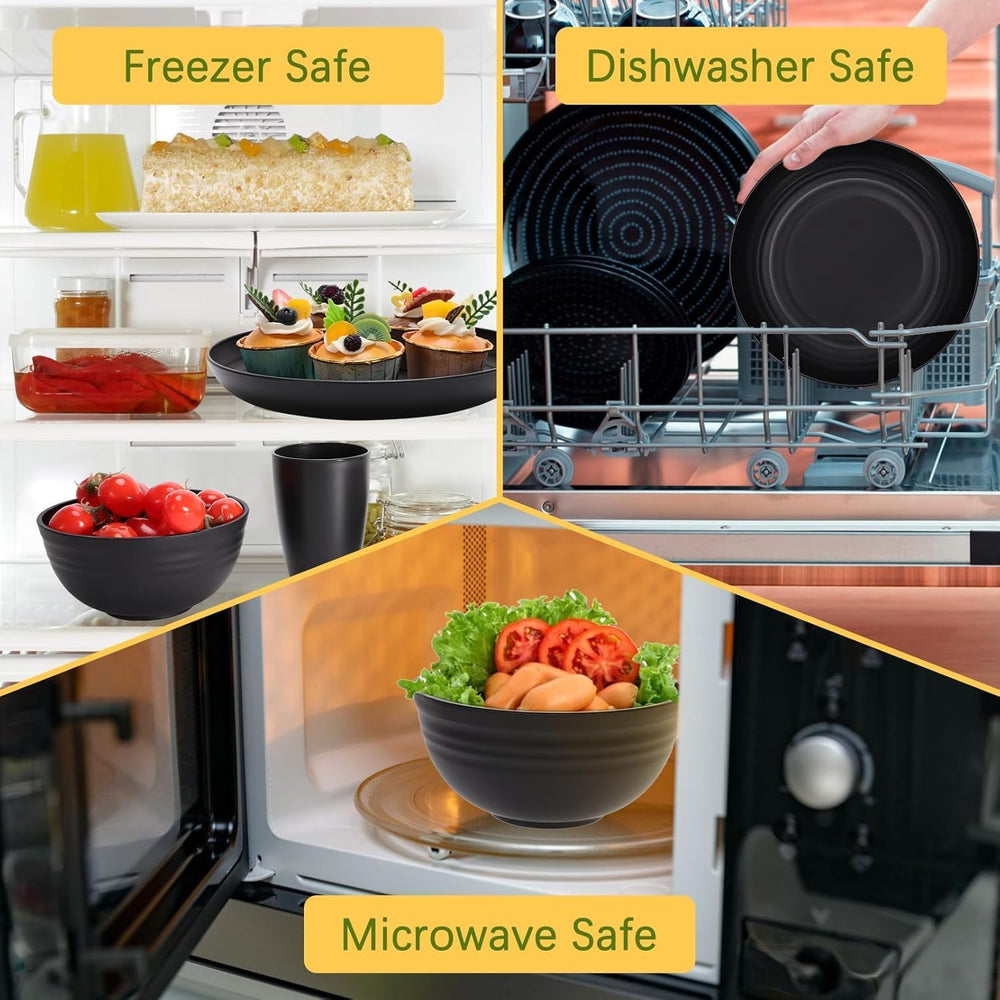 Set de veselă pentru camping, 32 de piese, pentru 8 persoane, set de veselă din plastic ușor și reutilizabil, inclusiv boluri, farfurii, căni, veselă din plastic ecologic, incasabilă, pentru picnicuri