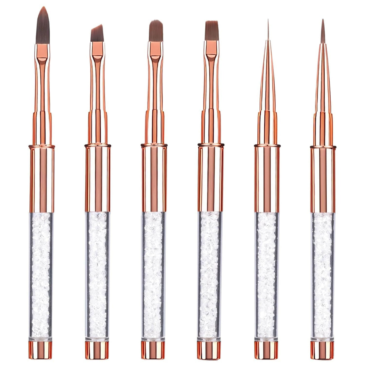 6 bucăți de pensule de unghii cu capac pentru unghii, gel UV, acrilic, pensulă de unghii, pensulă pentru gel de unghii, set de pensule parțiale pentru arta unghiilor