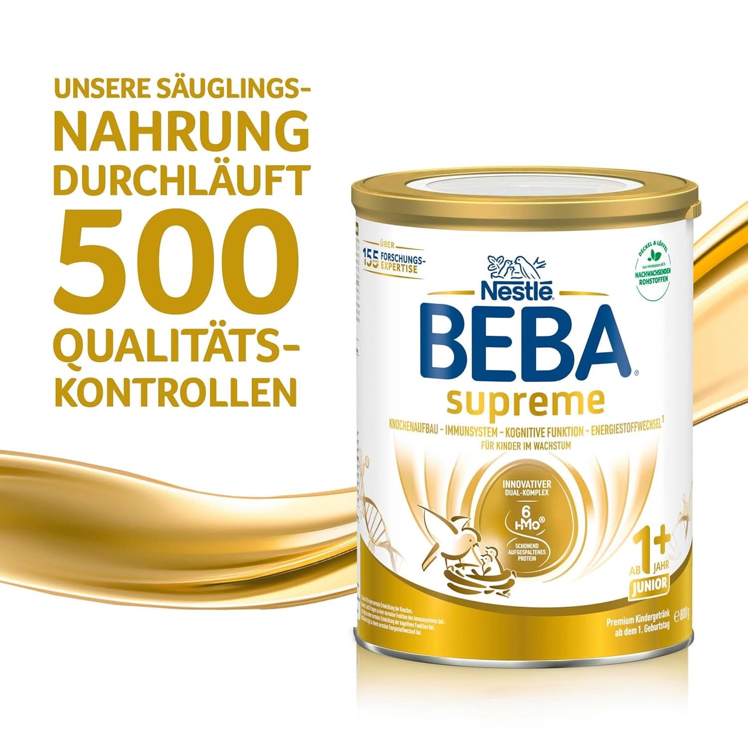 Dětský nápoj BEBA SUPREME Junior 1+ od 1 roku, výživa pro děti s 6 HMO komplexem, pouze laktóza, bez palmového oleje, balení 6 (6 x 800 g) Mother and Child Naty Shop