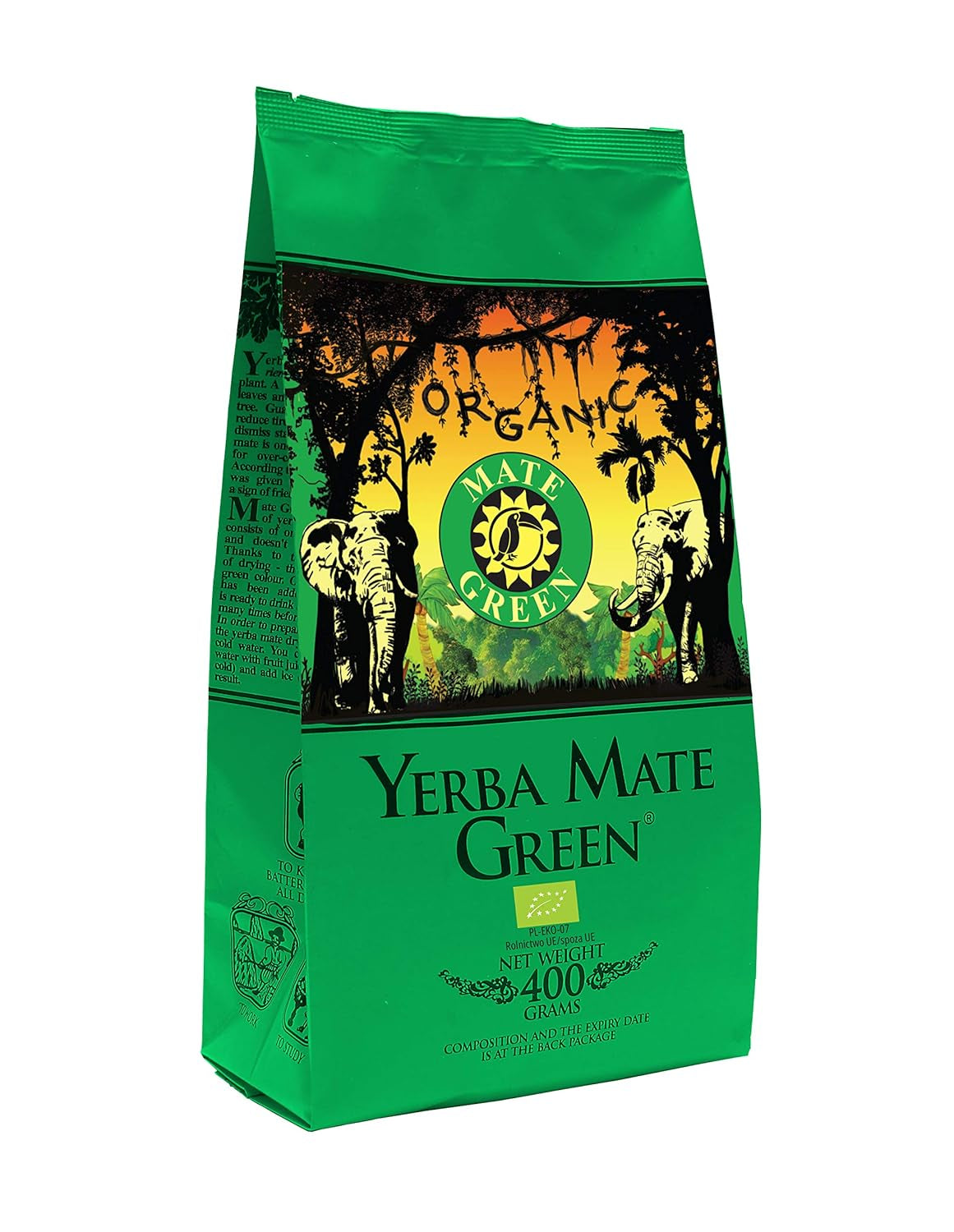 Yerba  „BIO” 400 g Ceai Mate organic, organic, stimulent natural și energizant cu cofeină, ceai Yerba Mate cu fructe, ceai Mate foarte bogat în cofeină, de înaltă calitate