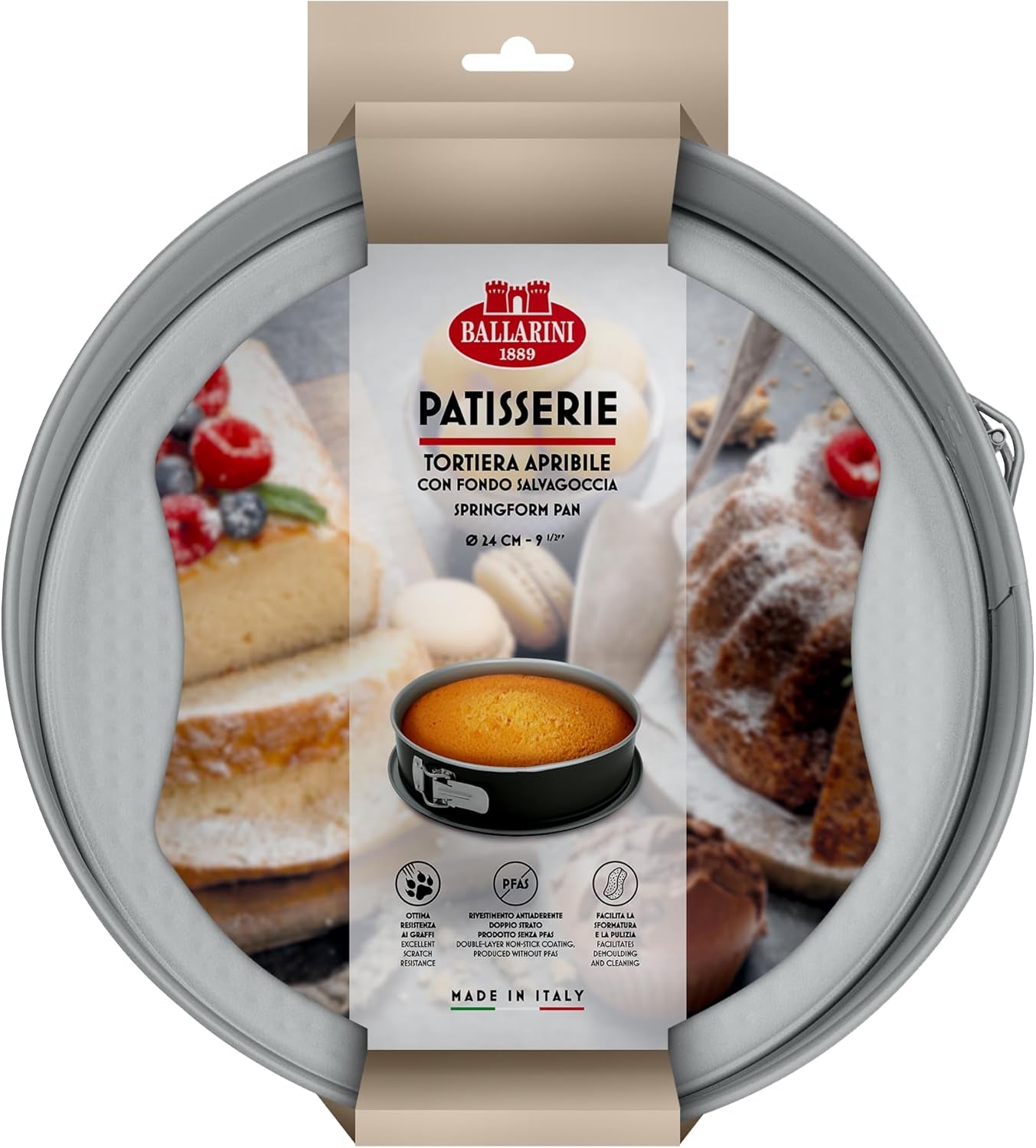 Ballarini, Tava de copt, diverse modele Matrite si tavi pentru copt Naty Shop Gri Tava pentru tort cu arc cu fund fără picurare 24 cm