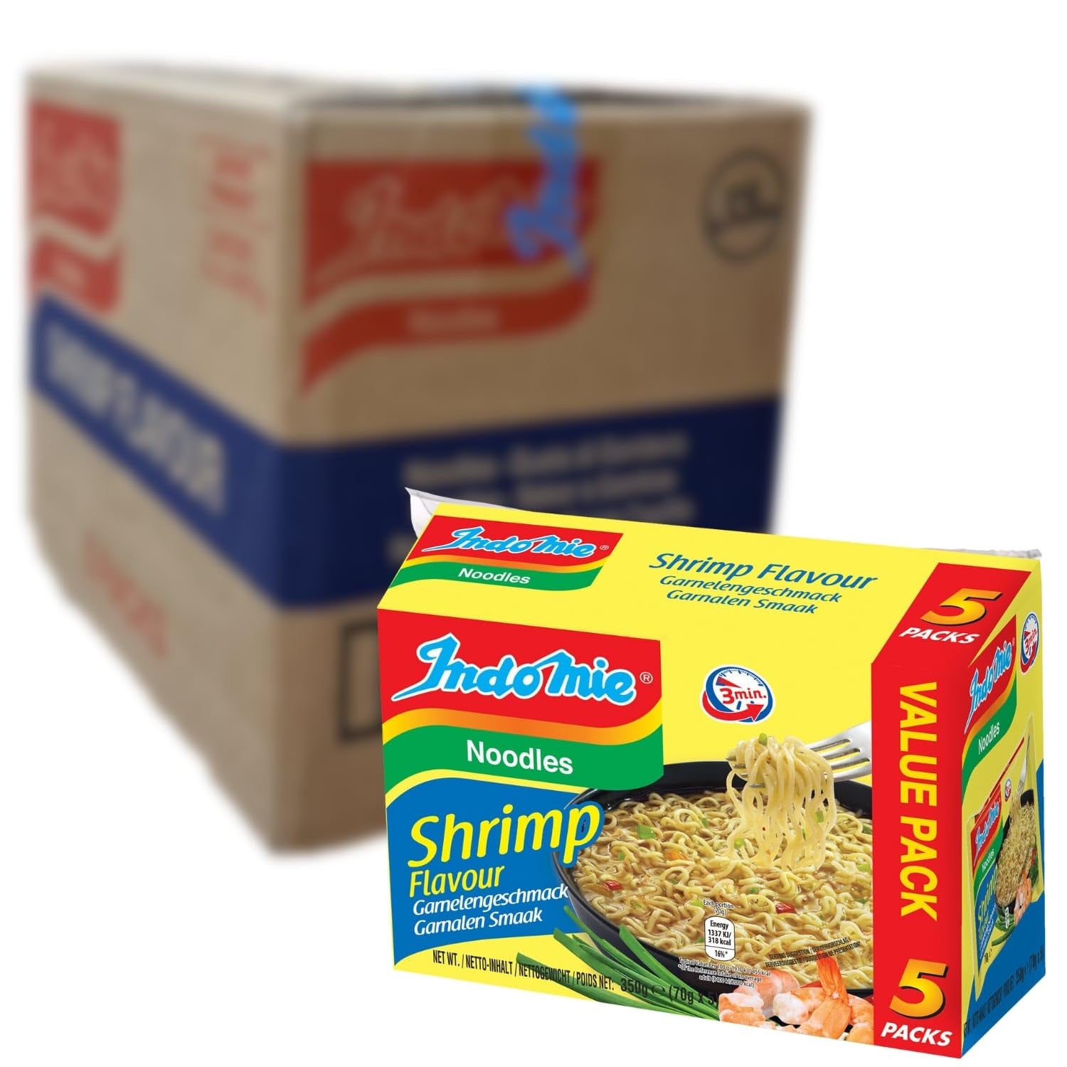 INDOMIE - Instantní nudle s krevetami, balení po 5 - (1 x 5 x 70 g)