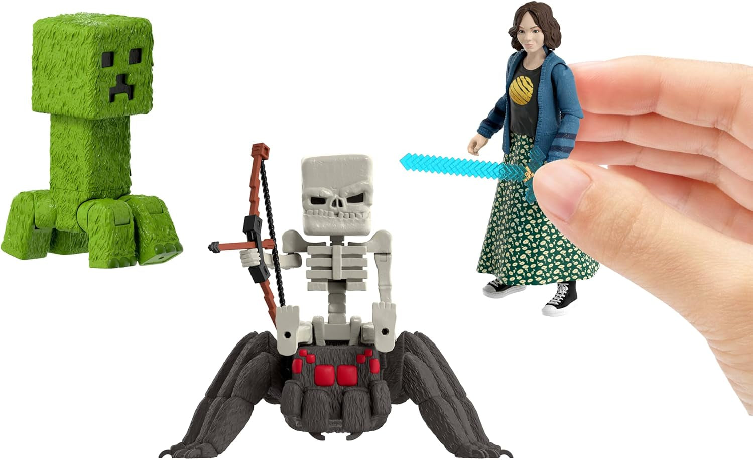 Mattel Minecraft Story Set cu 4 figurine de acțiune și 3 accesorii, Encounters In The Overworld Set, inspirat de un film Minecraft, jucărie de colecție, JFR70 Action figures Naty Shop