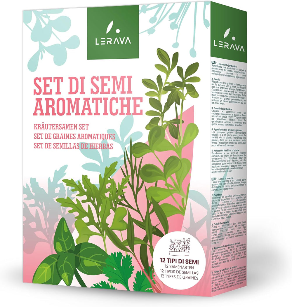 LERAVA Kräutersamen Set – 12 Sorten: Basilikum Samen, Parsilie Samen, Koriandr, Oregano & mehr – Saatgut für frische Kräuter im Garten oder Topf, Premium Samen für Küche & Balkon - Samen set, semena