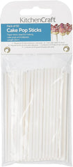 Bețișoare mici de hârtie pentru tort KitchenCraft Sweetly Does It CakePops [50 bucăți] - 10 cm - Albe - Bețișoare pentru tort