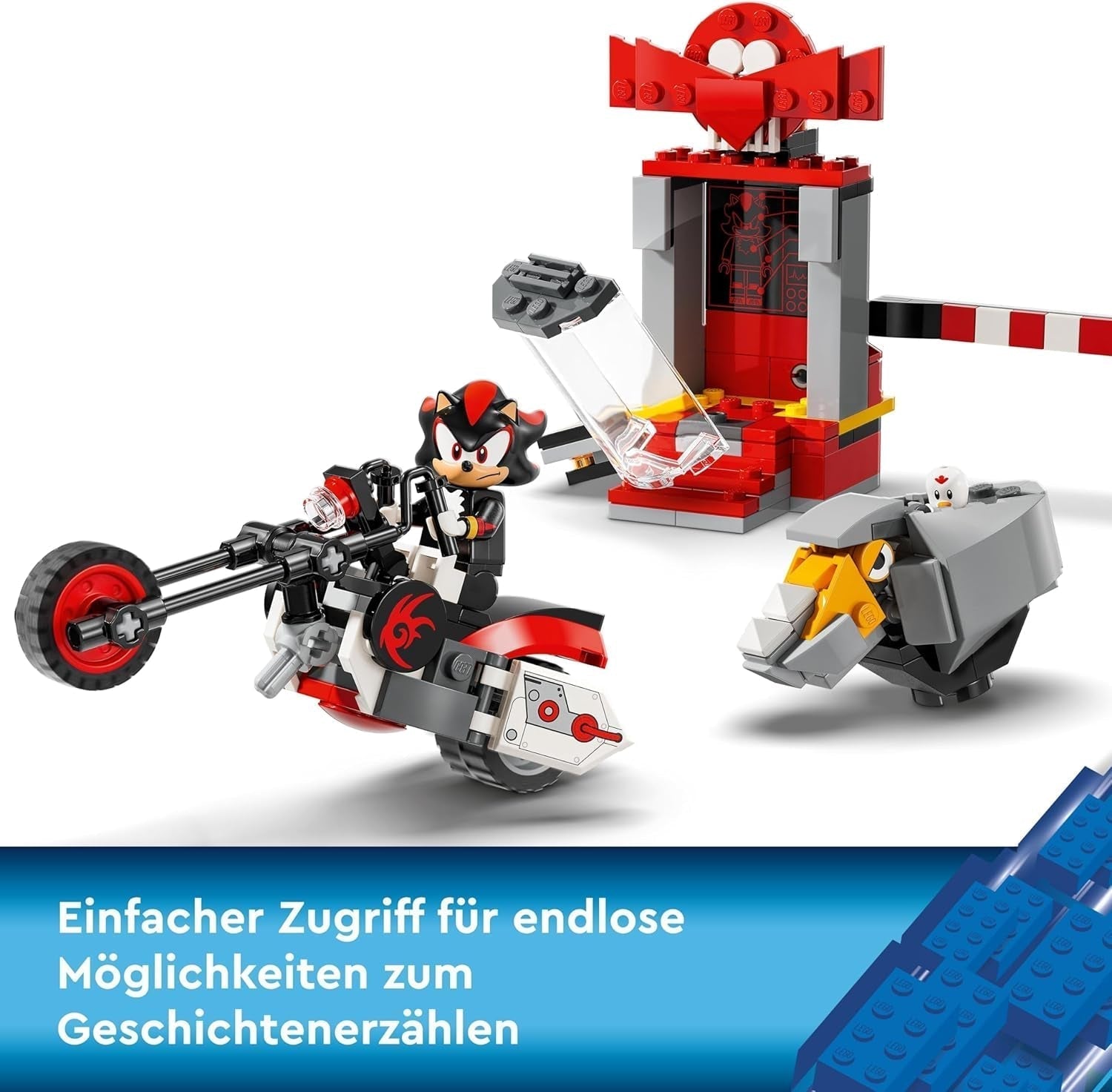 LEGO Sonic the Hedgehog Shadow the Hedgehog Escape Hračka Motocykl a videohra Sada figurek Dárek pro hráče a fanoušky 8letá fanouškovská položka pro chlapce a dívky 76995 Stavebnice Besuche den LEGO-Store