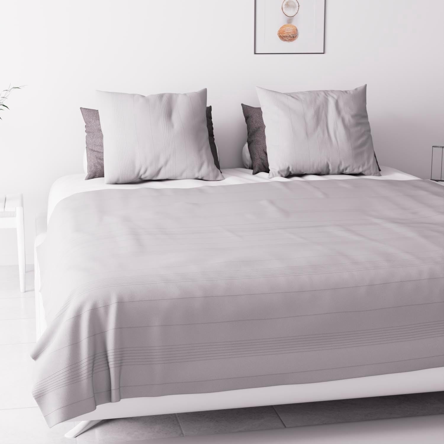 Soleil D'Ocre Adele, Acoperire Zigzag, Aruncată de pe canapea, Polycoton, Gri, 220 X 240 Cm Plapumi si pilote Naty Shop