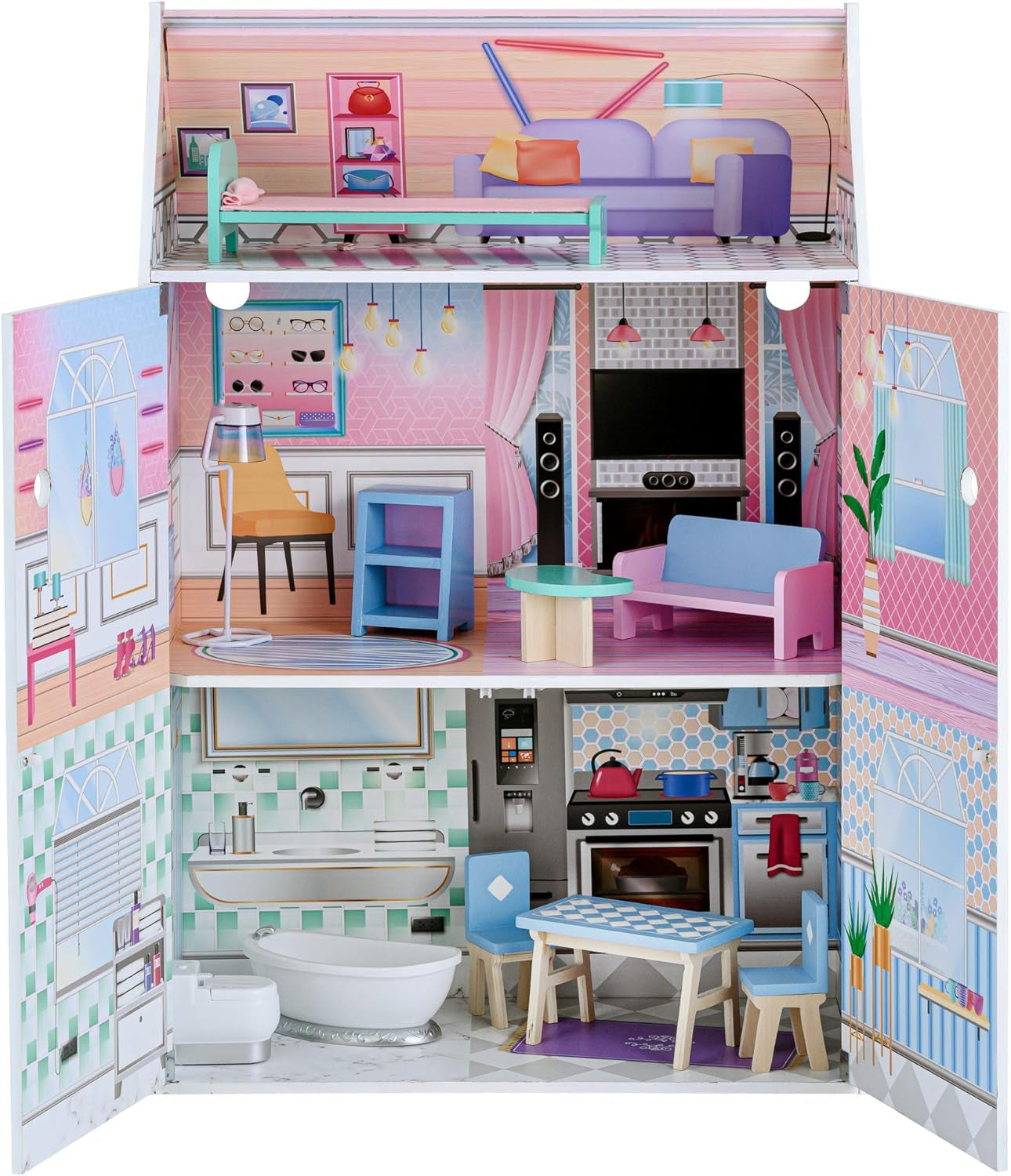 Olivias Little World Glasshouse Kids 12" domeček pro panenky a 10 doplňků pro panenky 3,5" Multi Td-12518D Domky pro panenky Naty Shop
