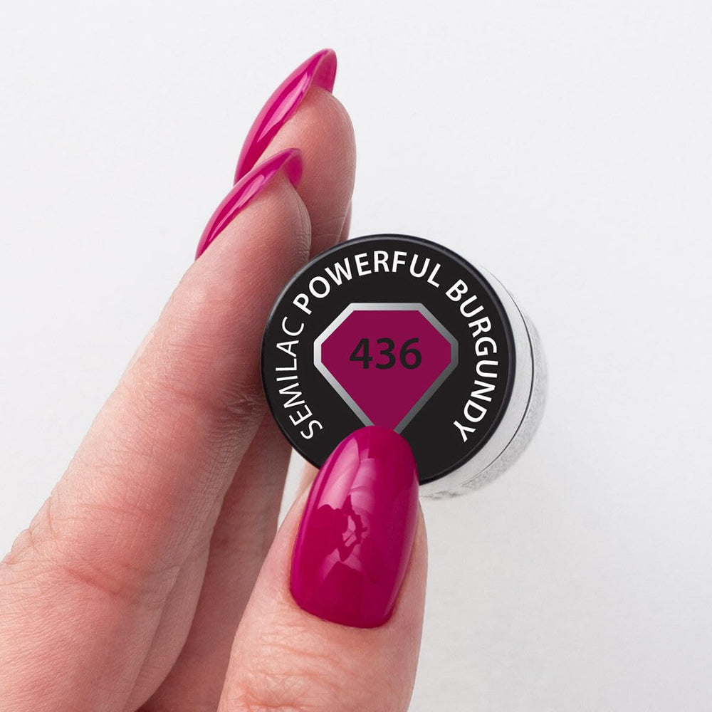 UV lak na nehty Semilac Hybrid 436 Powerful Burgundy 7ml Kolekce Even Better Together