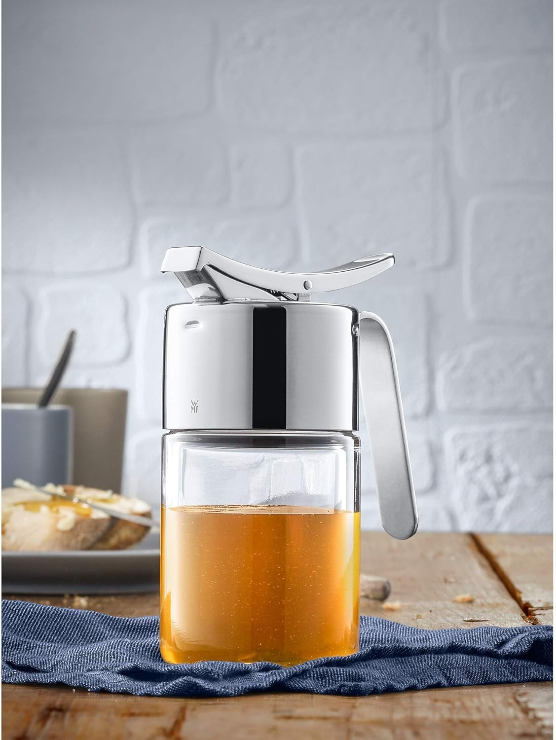 WMF Dozator sirop/miere barista 240ml, borcan de depozitare sticlă & depot 1l, înălțime 21,5 cm, borcan de depozitare cu capac, recipient pentru boabe de cafea, borcan pentru cereale, borcan de depozitare a alimentelor cu deschidere mare de umplere Cutii depozitare alimente Naty Shop