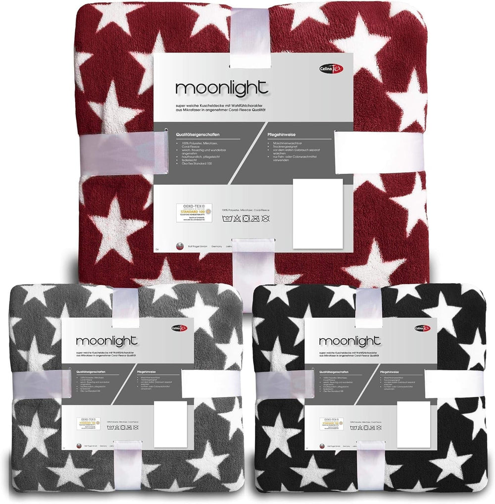 Celinatex nadýchaná přikrývka 150 X 200 Cm Bordeauxová přikrývka pohovka pohovka měkká přikrývka stars Microfibre Fleece Oeko-Tex Moonlight Postele a přikrývky Besuche den CelinaTex-Store