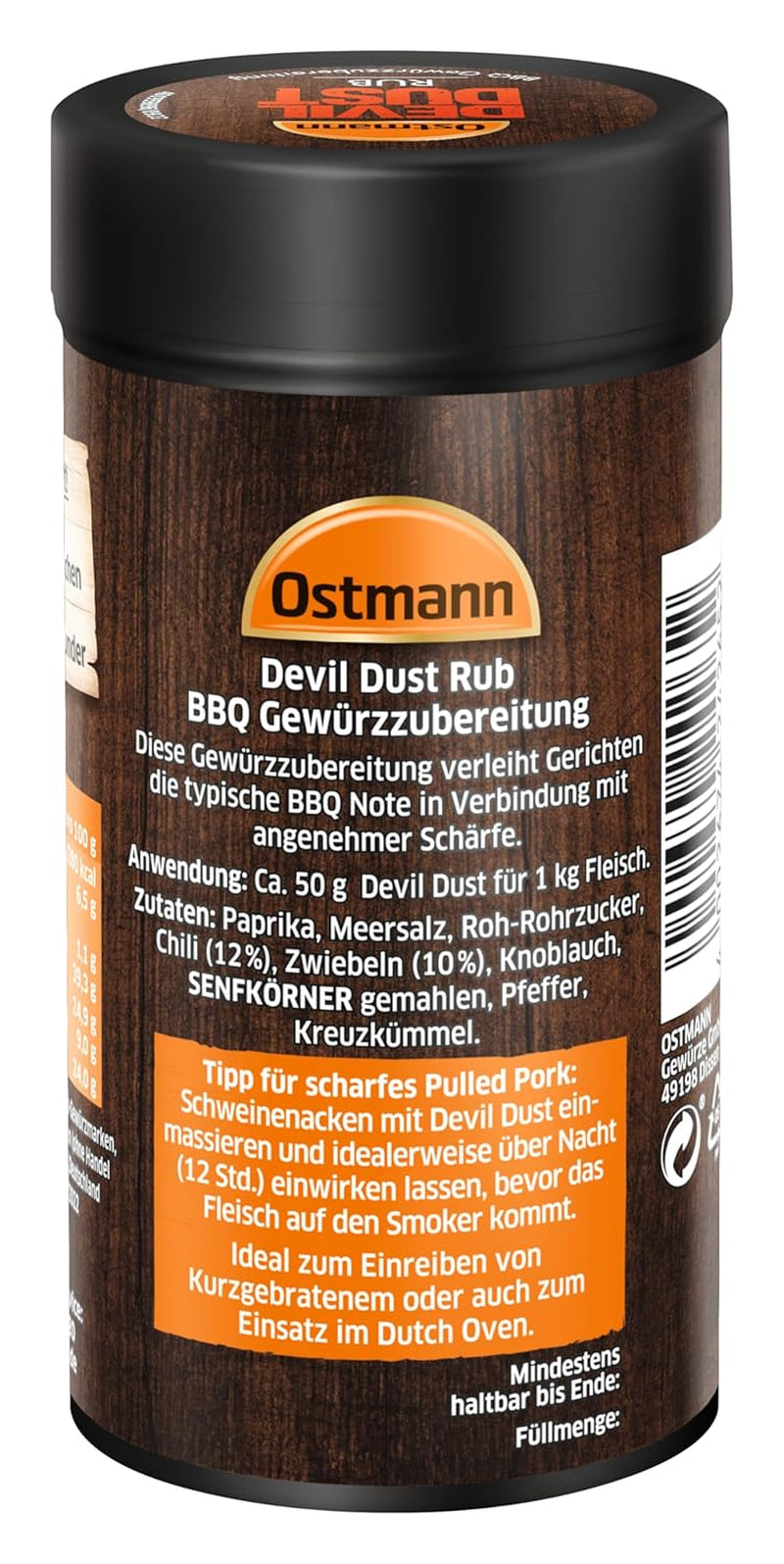 Ostmann Gewürze - Devil Dust | BBQ Rub Gewürzzubereitung | Scharfe Trockenmarinade für Grillfleisch | 140 g ve Streueru