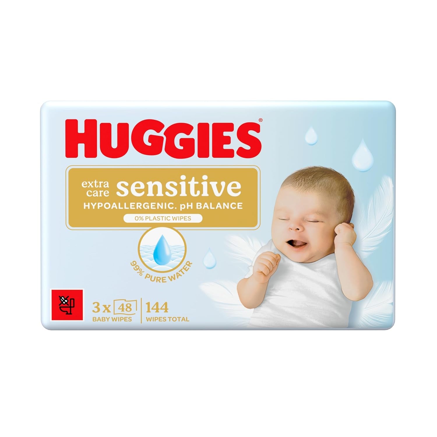 Huggies Pure Extra Care Sensitive dětské ubrousky, 99% voda, bez plastů, bez parfemace