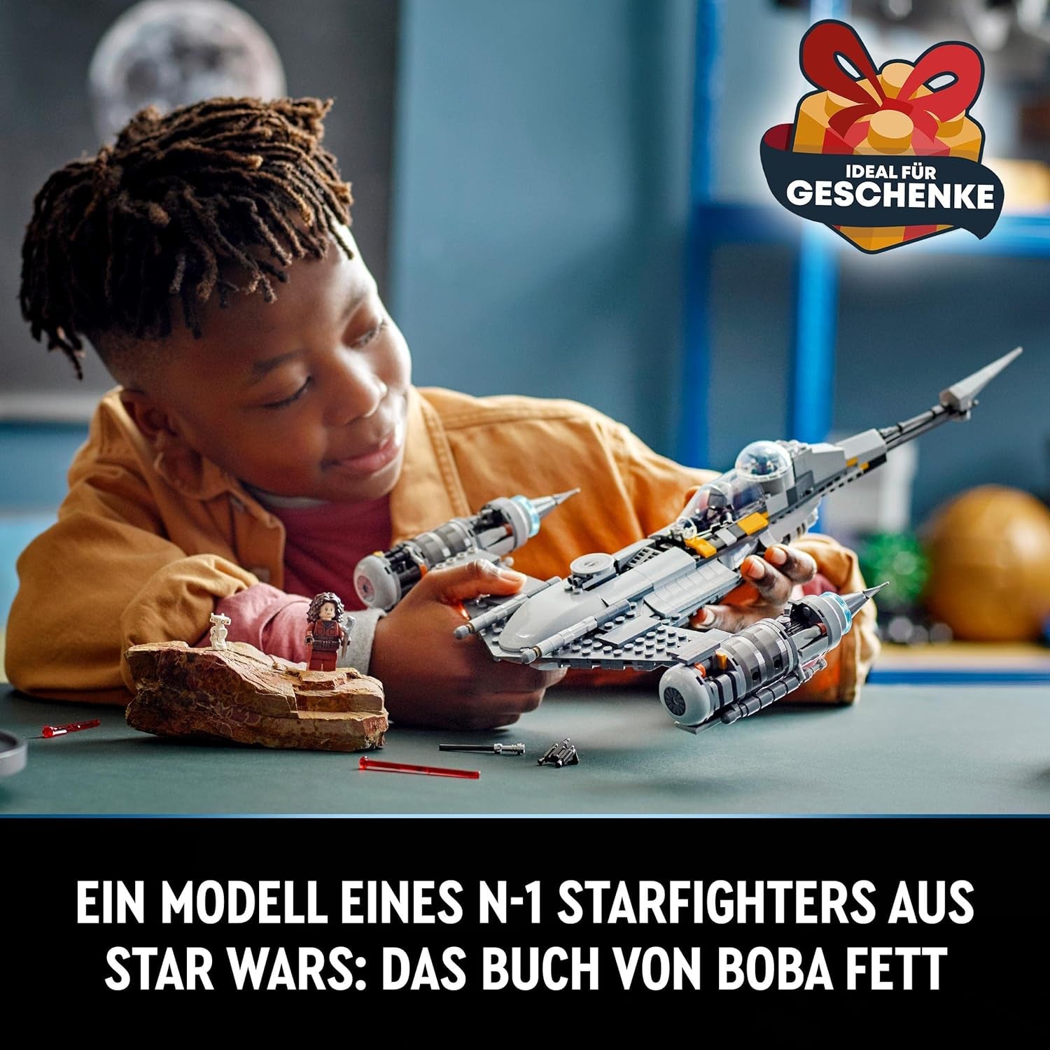 LEGO Star Wars Mandalorian Fighter N-1 z Knihy Boba Fetta Stavebnice s vesmírnou lodí Sada 4 postav včetně figurky Baby Yoda 75325 Stavebnice Besuche den LEGO-Store