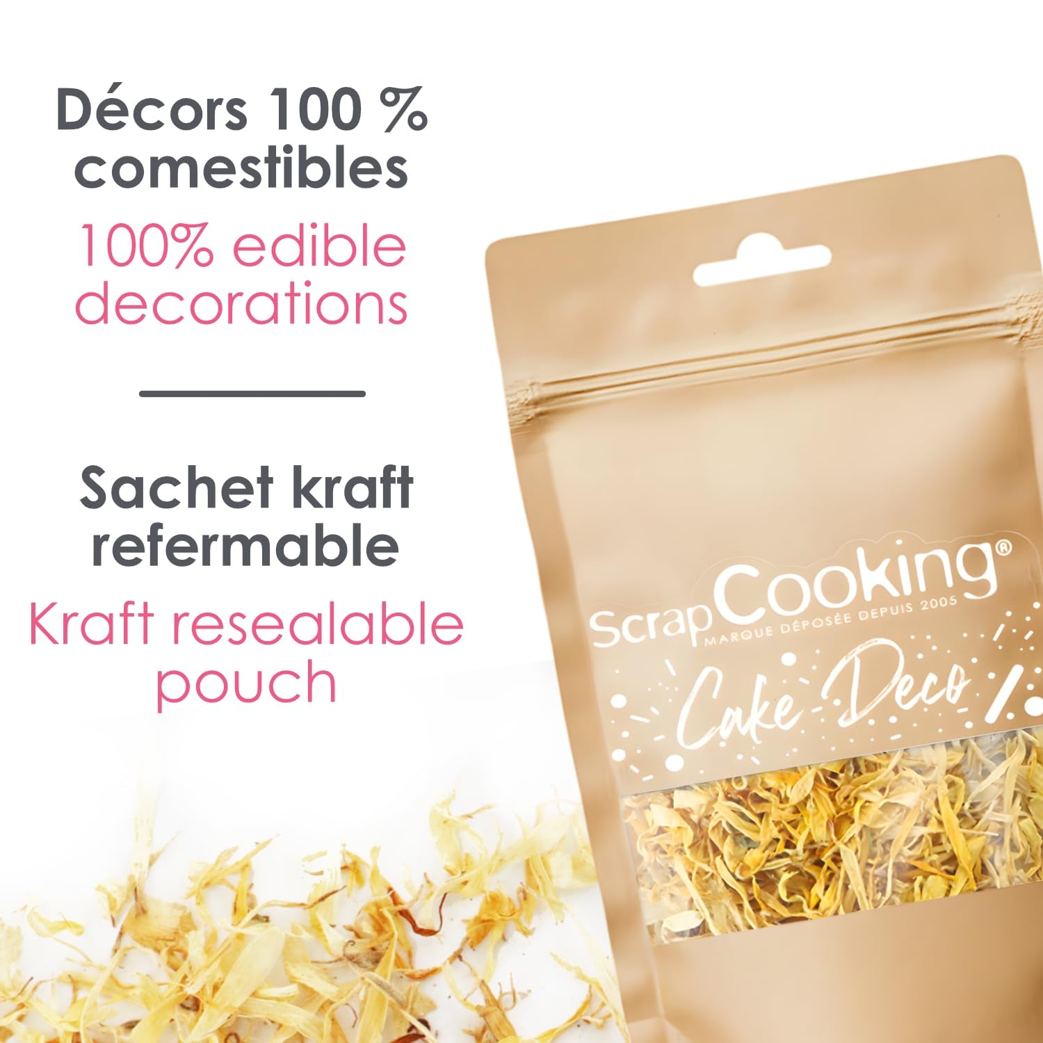 ScrapCooking - Sušené měsíčky 3,5g - Jedlé květiny - Ozdoby na pečení - Na dezerty, dorty, dorty, muffiny - Vánoce, jaro, narozeniny - zlatožlutá - 7471