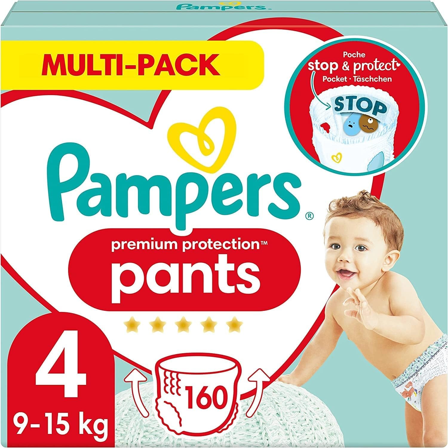 Pampers Premium Protection Pants velikost 5, 144 plen, 11 kg - 17 kg, s 360° nastavením a měkkými manžetami proti vytečení pro optimální pohodlí a ochranu