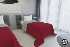 Pătură de vară din lenjerie de pat italiană, ignifugă, microfibră, bicoloră, bordeaux/gri deschis, 170 X 270 cm Plapumi si pilote Naty Shop