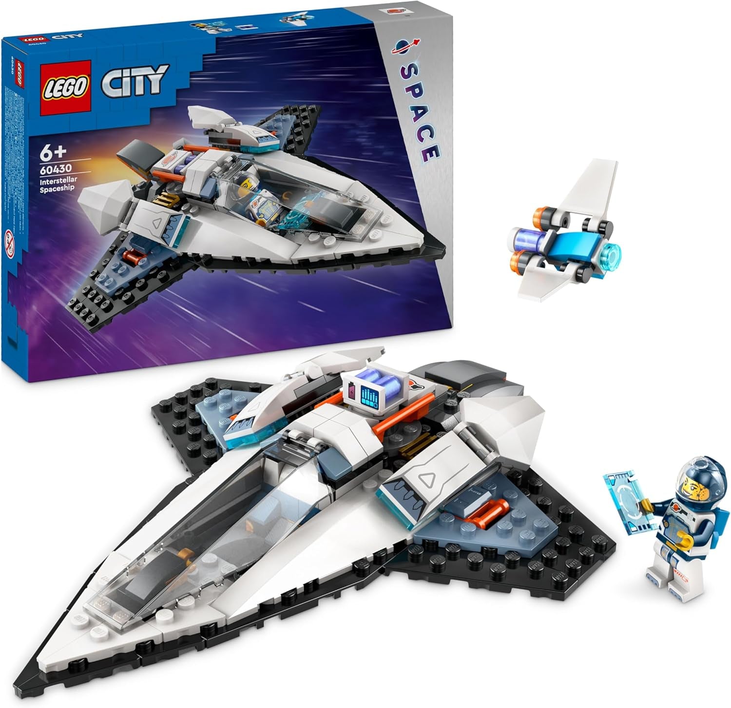 LEGO City Raumschiff, Weltraum-Spielzeug s raketoplánem pro děti v Baen, Jungen und Mädchen ab 6 Jahren, Set s astronautem-figurka 60430