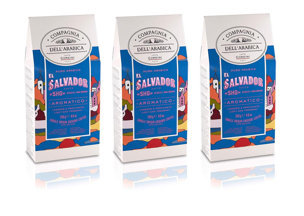 Caffè Corsini - Cafea boabe 3 X 250 grame, Compagnia Dell'Arabica, diverse arome, origine unică, total 750G Cafea Naty Shop El Salvador Cafea măcinată