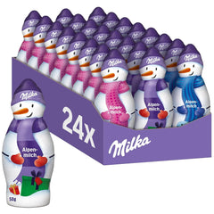 Milka Snowman Alpine Milk - Velké balení čokoládových figurek sněhuláků ve 3 modelech - 24 x 50 g
