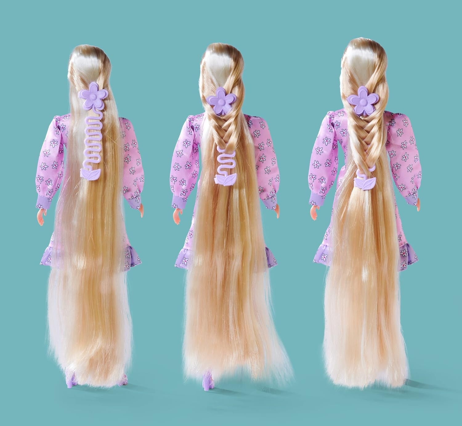 Simba 105733640 - Steffi Love Flower Hair, păpușă cu păr extra lung, include 6 agrafe, accesoriu pentru împletituri și pieptene, 29 cm, vârste 3+