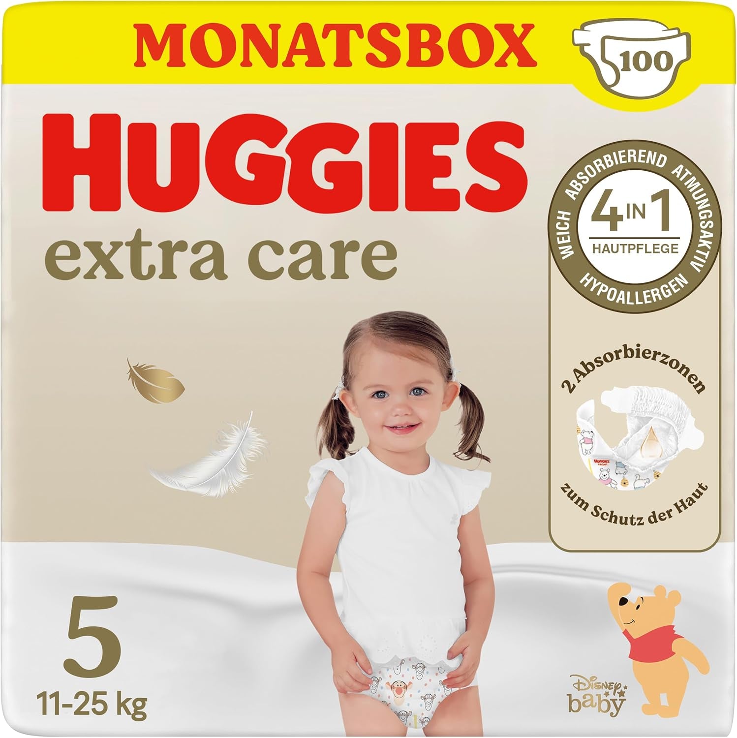 Dětské plenky Huggies Extra Care Disney, velikost 4, 120 plen (2x60), měsíční box