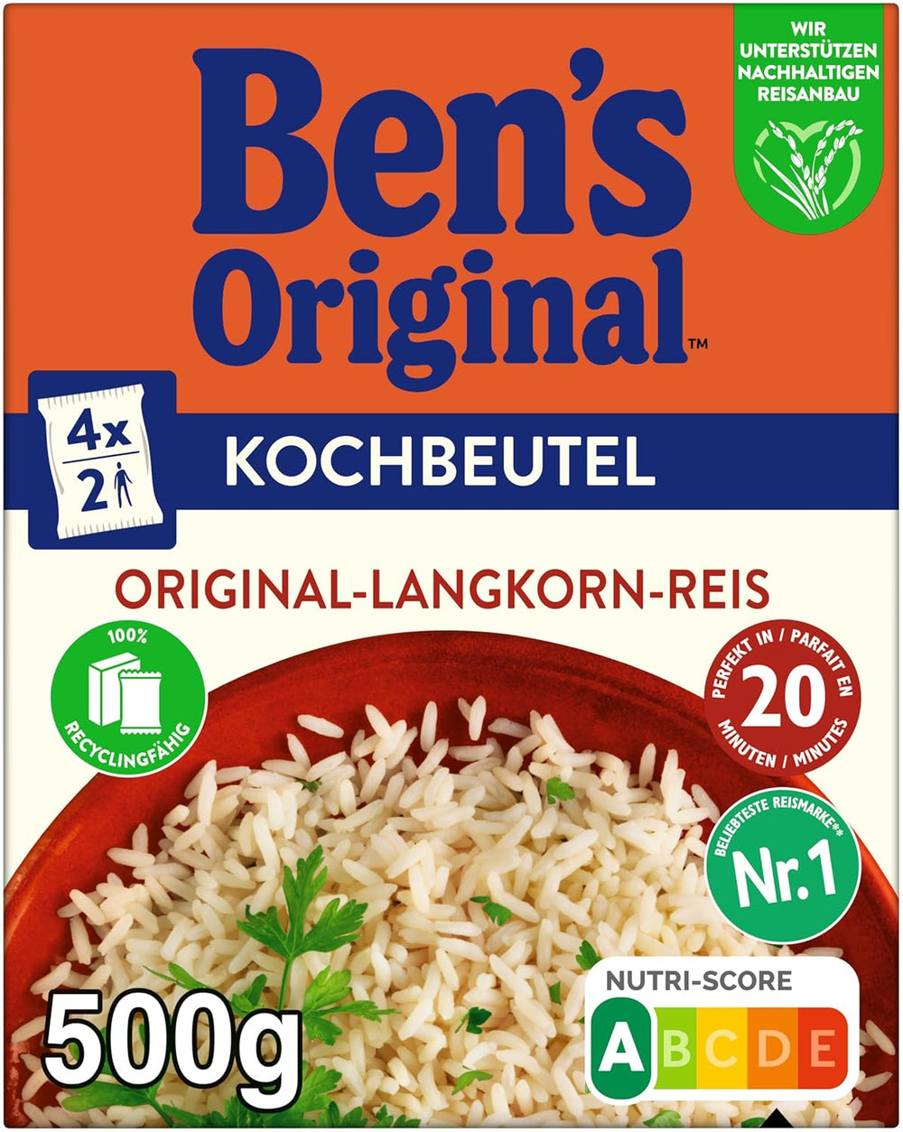 BEN'S ORIGINAL™ Dlouhozrnná rýže, vařená v sáčku, 9 x 500 g, 20 minut