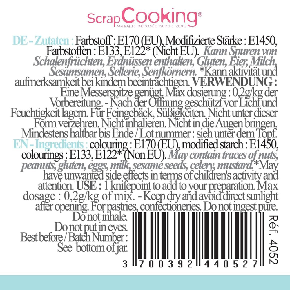 Scrapcooking, práškové potravinářské barvivo, pastelová modrá, 5 gramů Naty Shop