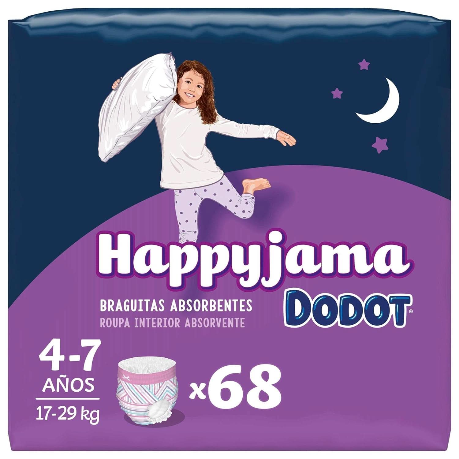 Pleny Happyjama pro holčičky, 4-7 let (17-29 kg), 68 kusů, plenky s ochranou proti zamlžování během noci Matka a dítě Naty Shop