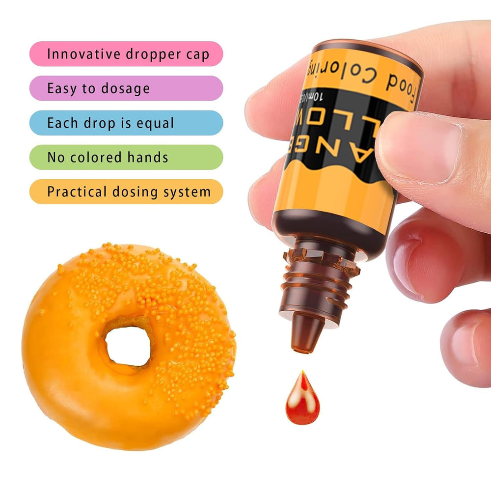 Colorant alimentar lichid 10ml x 10 culori, set de coloranți alimentari concentrați pentru glazură de tort, pentru copt, decorare, gătit și fondant. Colorant alimentar vibrant curcubeu pentru meșteșuguri DIY
