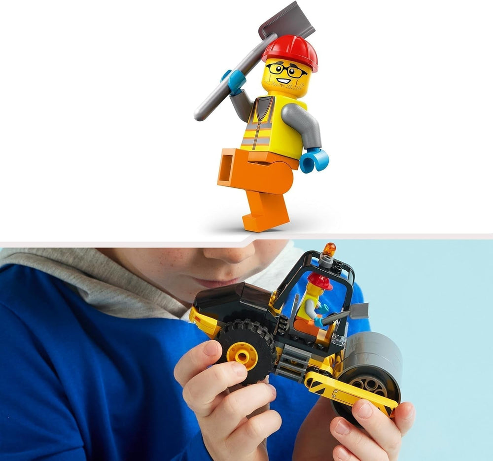 Stavební vozidlo LEGO City Road Roller pro 5leté děti Hračka s parním válečkem s minifigurkou stavebního dělníka Nápaditý herní zážitek pro chlapce a dívky Malý zábavný dárek 60401 Stavebnice Besuche den LEGO-Store