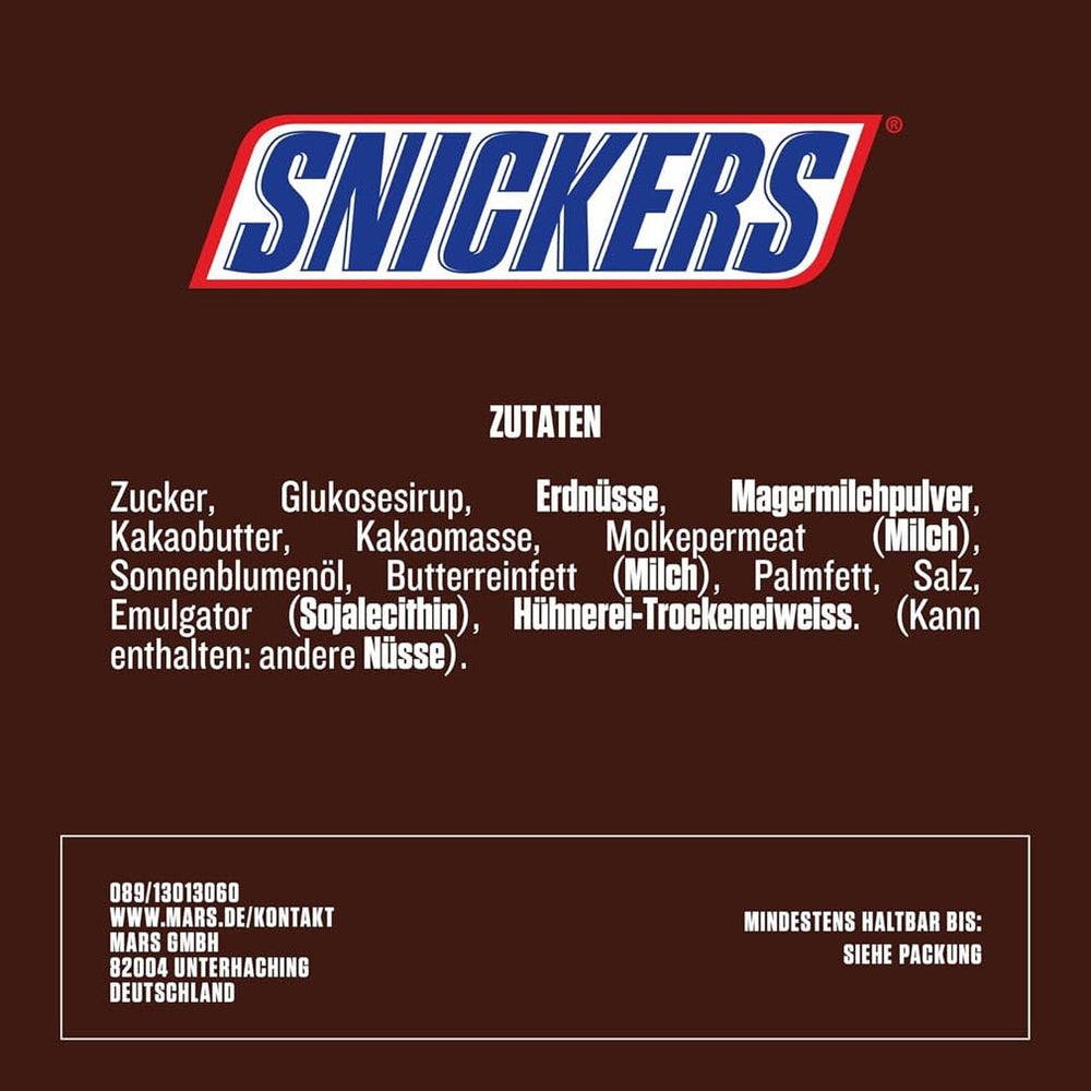 Snickers Čokoládová tyčinka Arašídový karamel 5 tyčinek | Fotbalová svačina | (1 x 5 x 50 g)