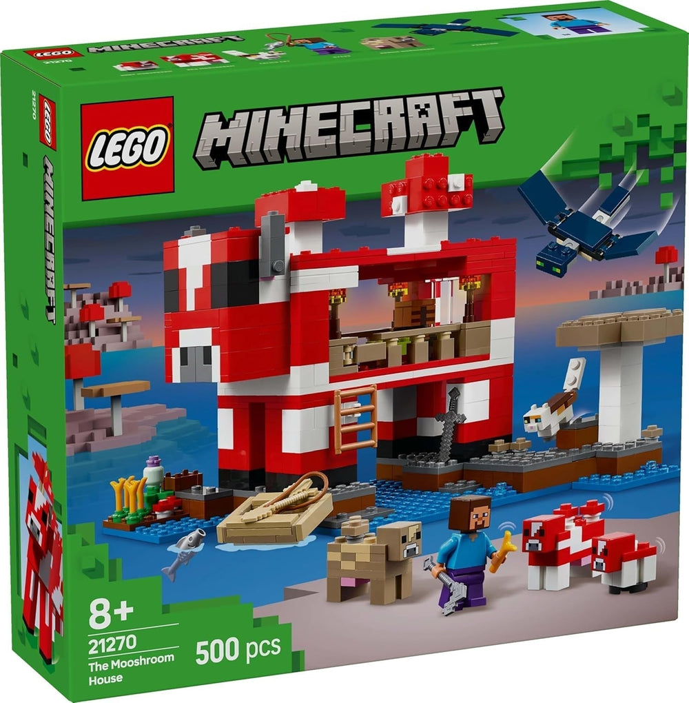 LEGO Minecraft The Mushroom Cow House Videohra Stavební hračka Model Mushroom Land s minifigurkami Steve a další postavy Hrací sada pro chlapce a dívky 8 let 21270 Stavebnice Beuche den LEGO-Store