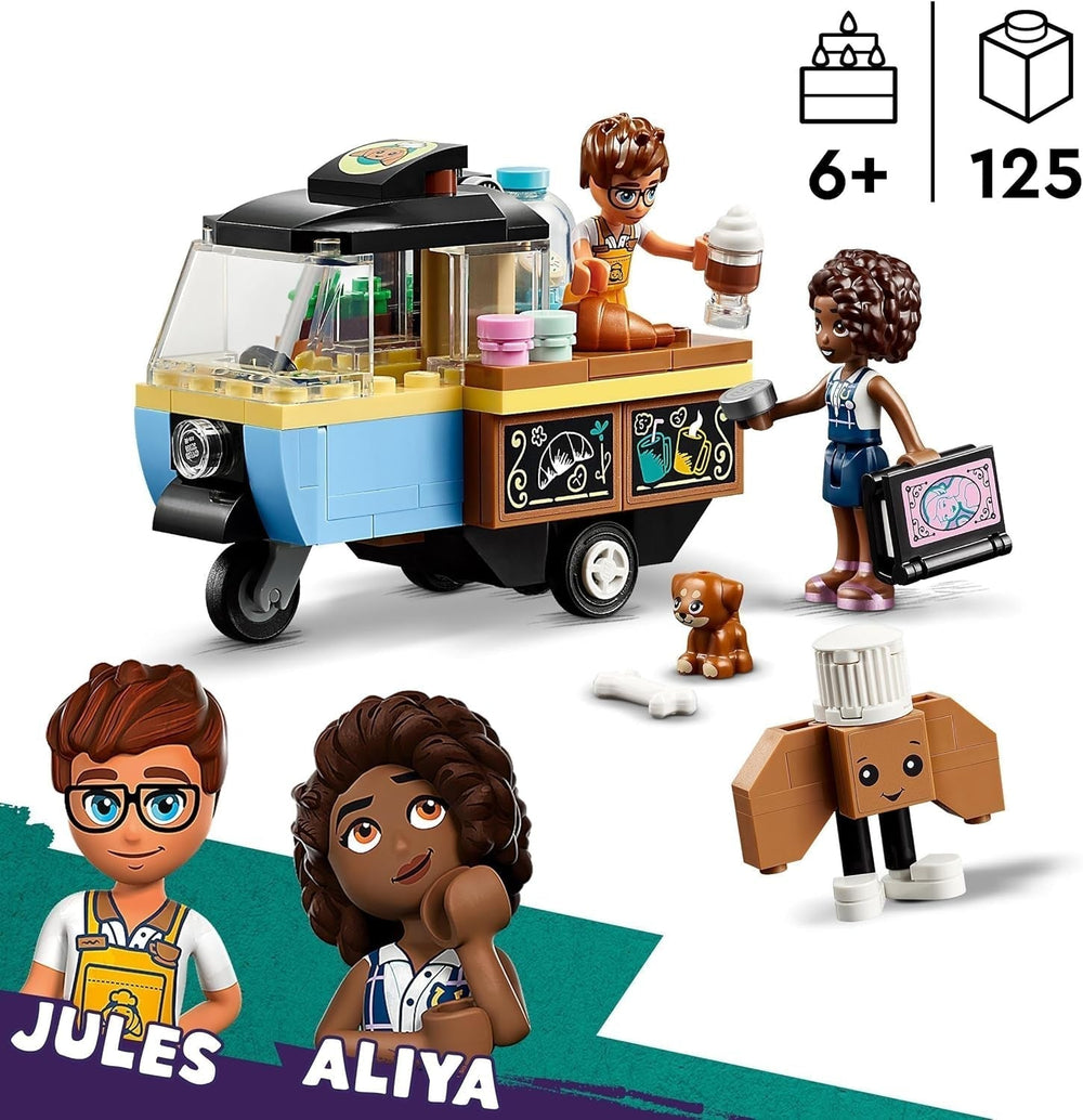 LEGO Friends Rolling Café Malá hračka na pečení pro děti, dárek pro dívky a chlapce 6 let, vzdělávací hračka s Aliyou, Julesem a psem Airou 42606 Stavebnice Beuche den LEGO-Store