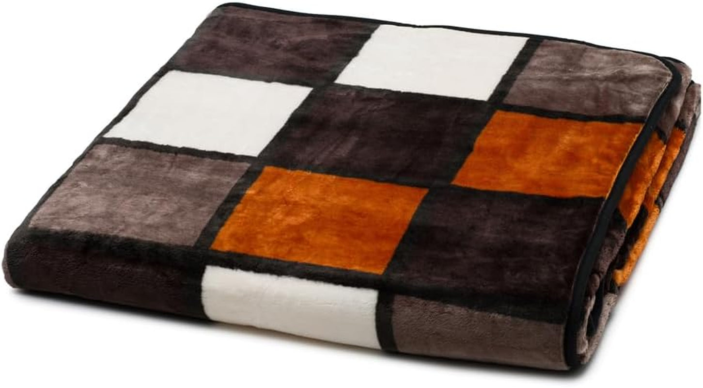 Gözze - Měkká a pohodlná přikrývka, kašmírový pocit, těžká tkanina 500 G/M², Antigua, 150 X 200 Cm - hořčičné/černo/bílé lůžka a přikrývky Besuche den Gözze-Store Skořicová/černá/bílá