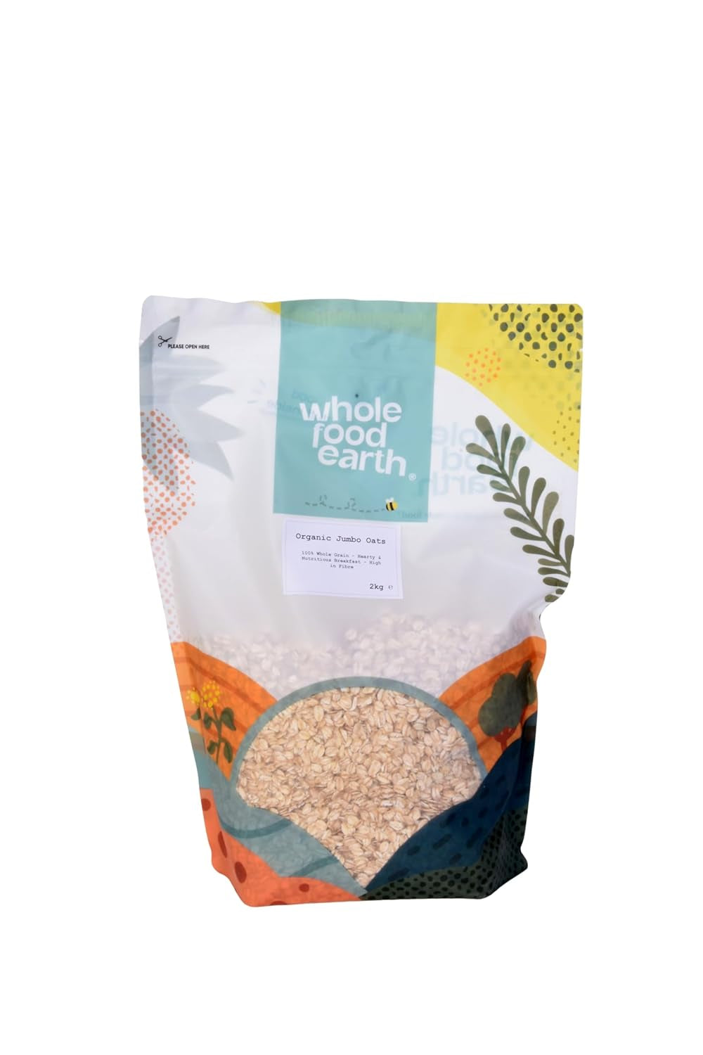 Wholefood Earth Organic Jumbo ovesné vločky, bezlepkové – 3 kg | Bez GMO | Vegan | Bohaté na vlákninu | Certifikované organické