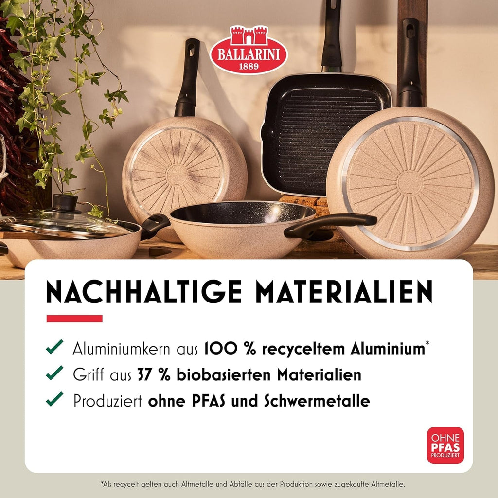 Tigaie Ledro, 24 cm, aluminiu, potrivită pentru inducție, strat ceramic antiaderent, Thermopoint, Made in Italy, bej Oale si Tigai Naty Shop