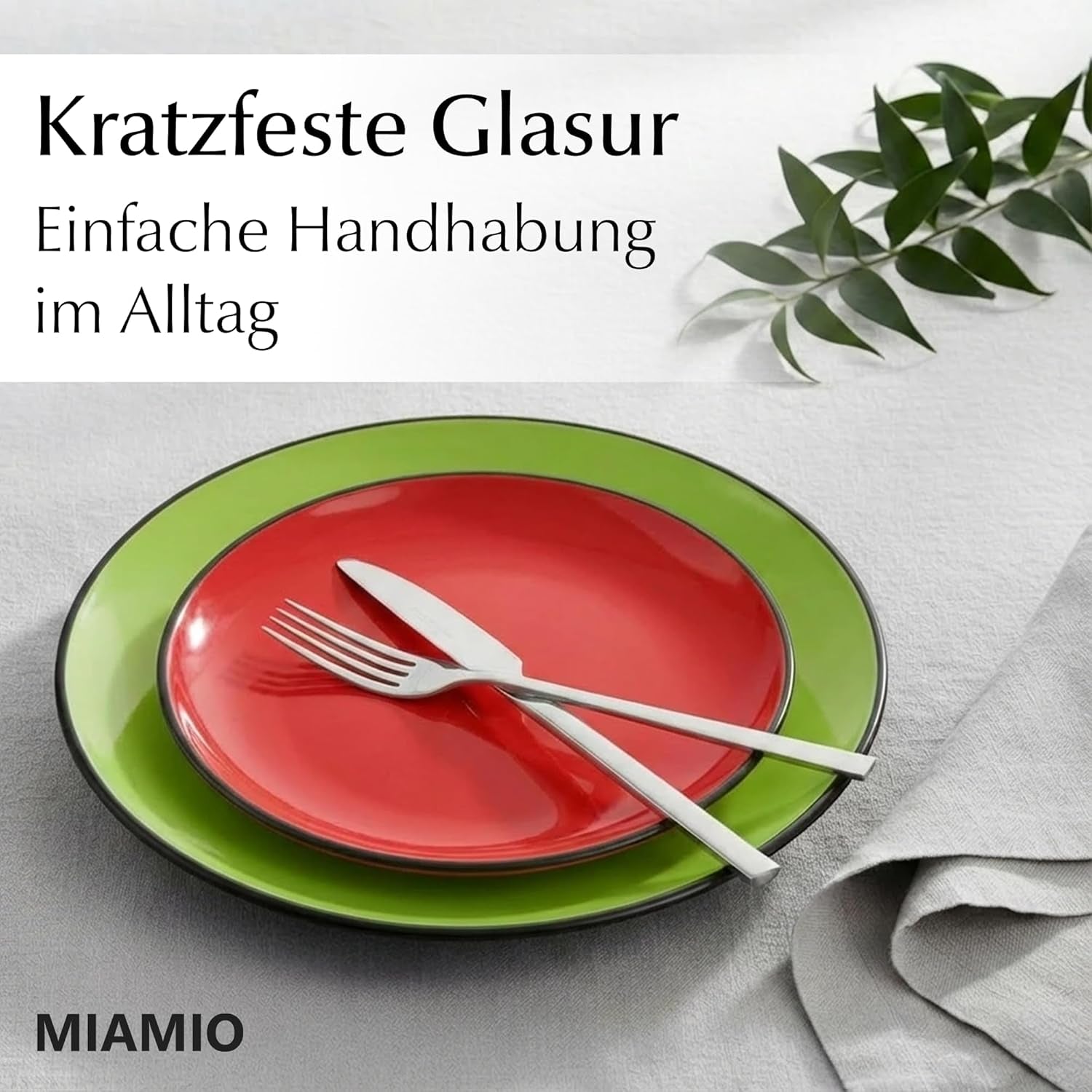 MIAMIO – Set de 6 farfurii/farfurii de cină din gresie ceramică - Colecția Le Papillon (Colorate, Farfurii mici (6x))