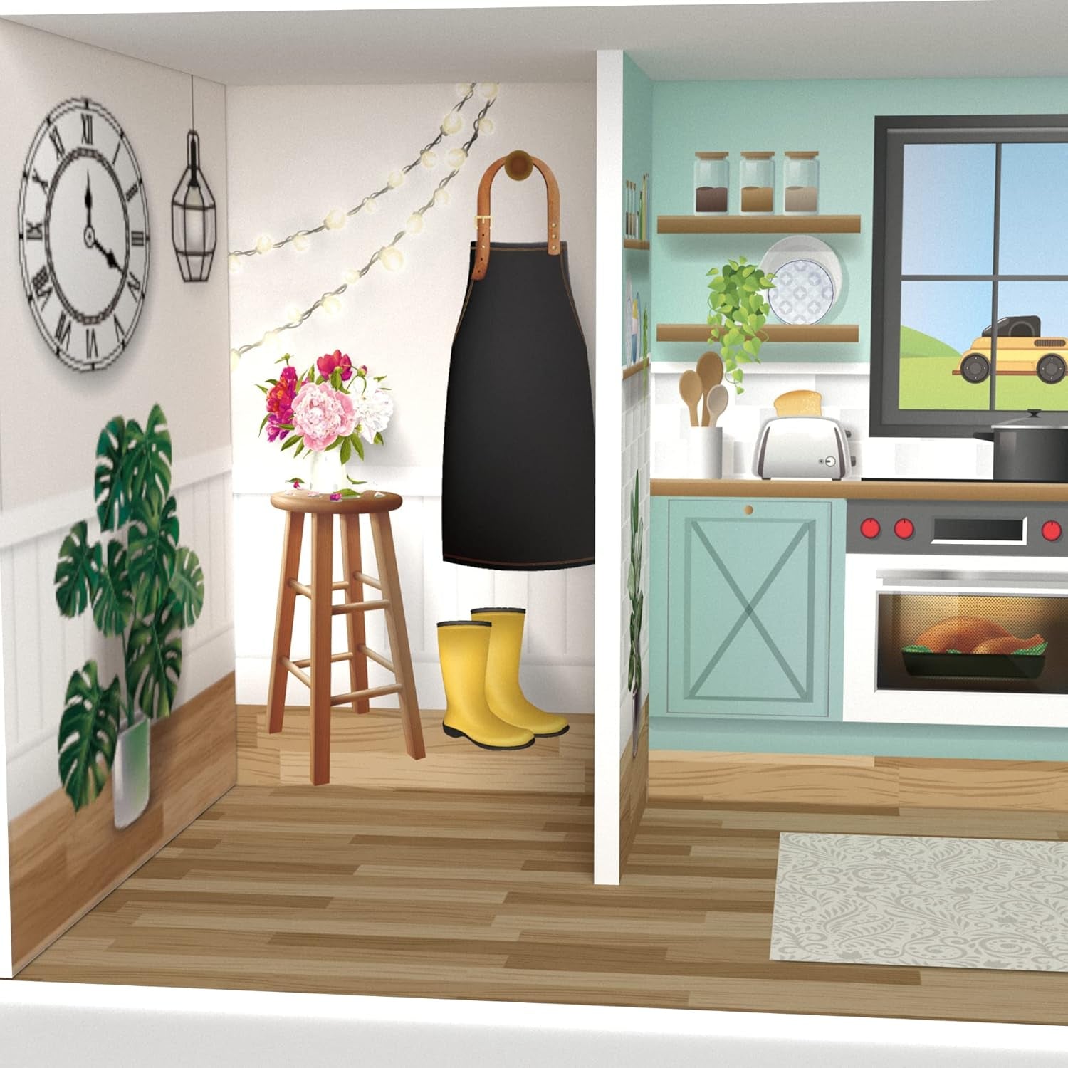 Olivia'S Little World Dreamland Farmhouse Kids Interactive Wooden Dollhouse 3 etaje cu 13 accesorii de mobilier pentru păpuși alb TD-13632A Casute de papusi Naty Shop