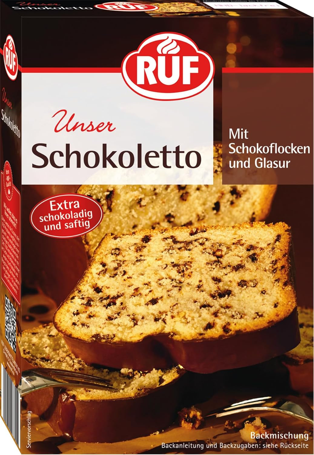 RUF Nusskuchen, Backmischung Mit Schneller Und Einfacher Zubereitung, Nussig Und Locker Mit Glasur, Als Grundlage Für Rüblikuchen, Vegan, 1 X 520G Naty Shop 500 G (1Er Pack) Schokolattokuchen