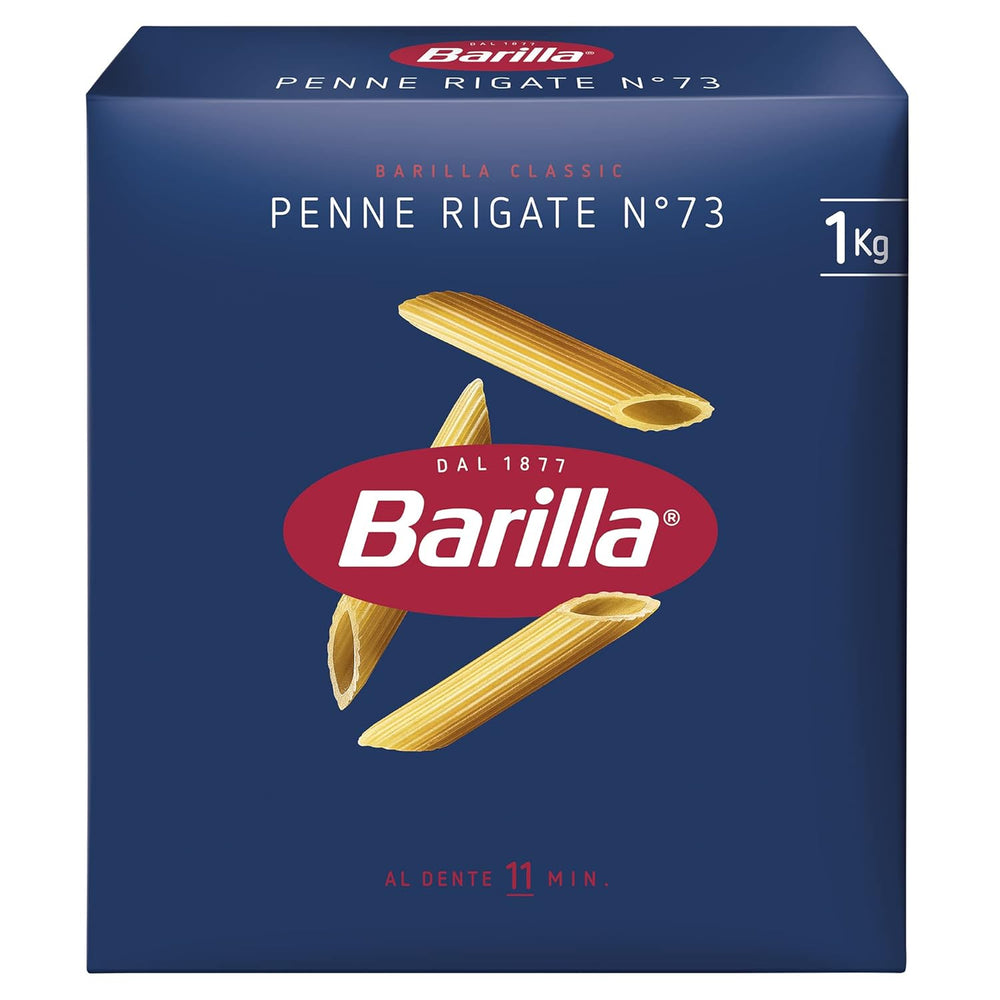 Těstoviny Barilla Classic Penne Rigate Nr. 73 vysoce kvalitní tvrdé pšenice, vždy al dente, (1 x 1 kg) 1 balení