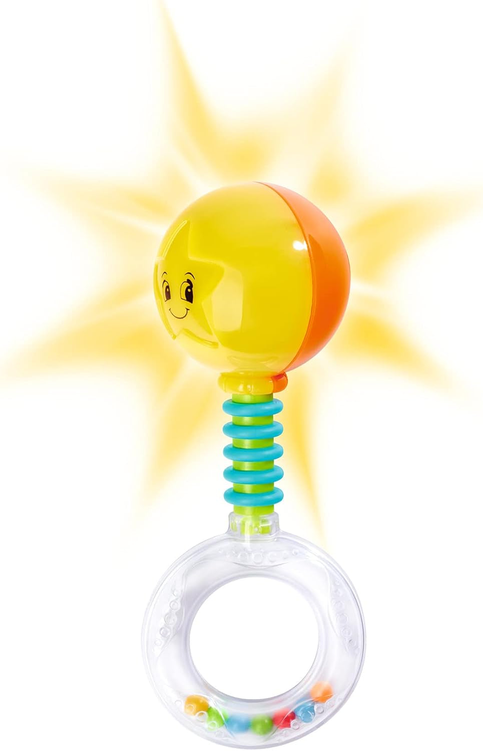 Simba 104010060 - Zornăitor ABC light up, se aprinde la agitare, 14cm, jucărie pentru bebeluși, zornăitor pentru bebeluși, primul echipament, de la 3 luni, galben Jucarii Bebe Naty Shop