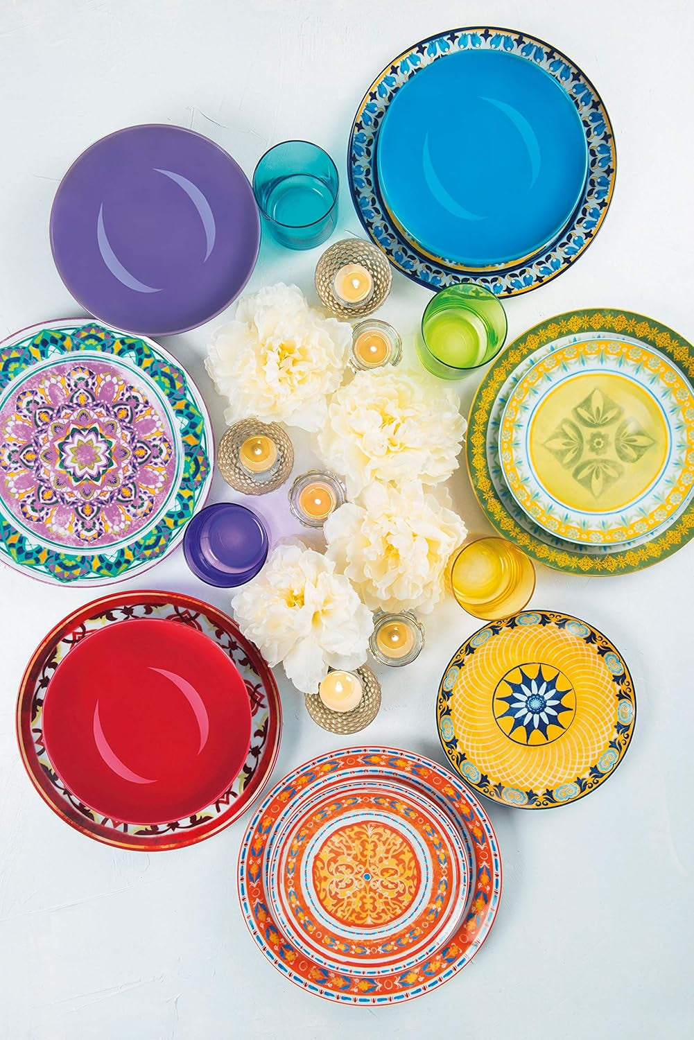 Set de veselă Excelsa ETNO Chic, porțelan, multicolor, 21 piese