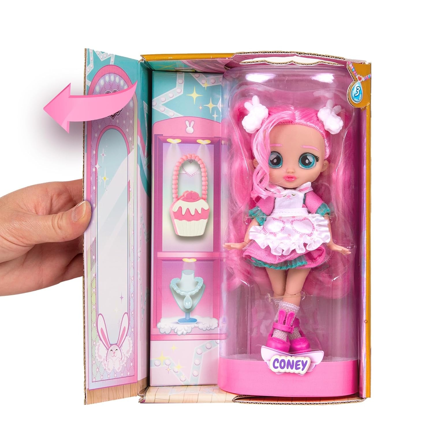 BFF BY CRY BABIES Coney - Modepuppe zum Sammeln, mit Langen Haaren, Stoffkleidung und 9 Zubehörteilen - Geschenk Spielzeug für Mädchen und Jungen +3 Jahre