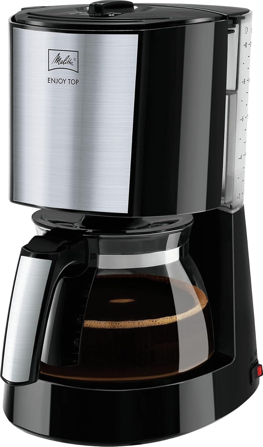 Melitta Enjoy Top Therm – Espressor cu filtru și carafă termică din oțel inoxidabil, pentru până la 10 cești de cafea, negru/oțel inoxidabil