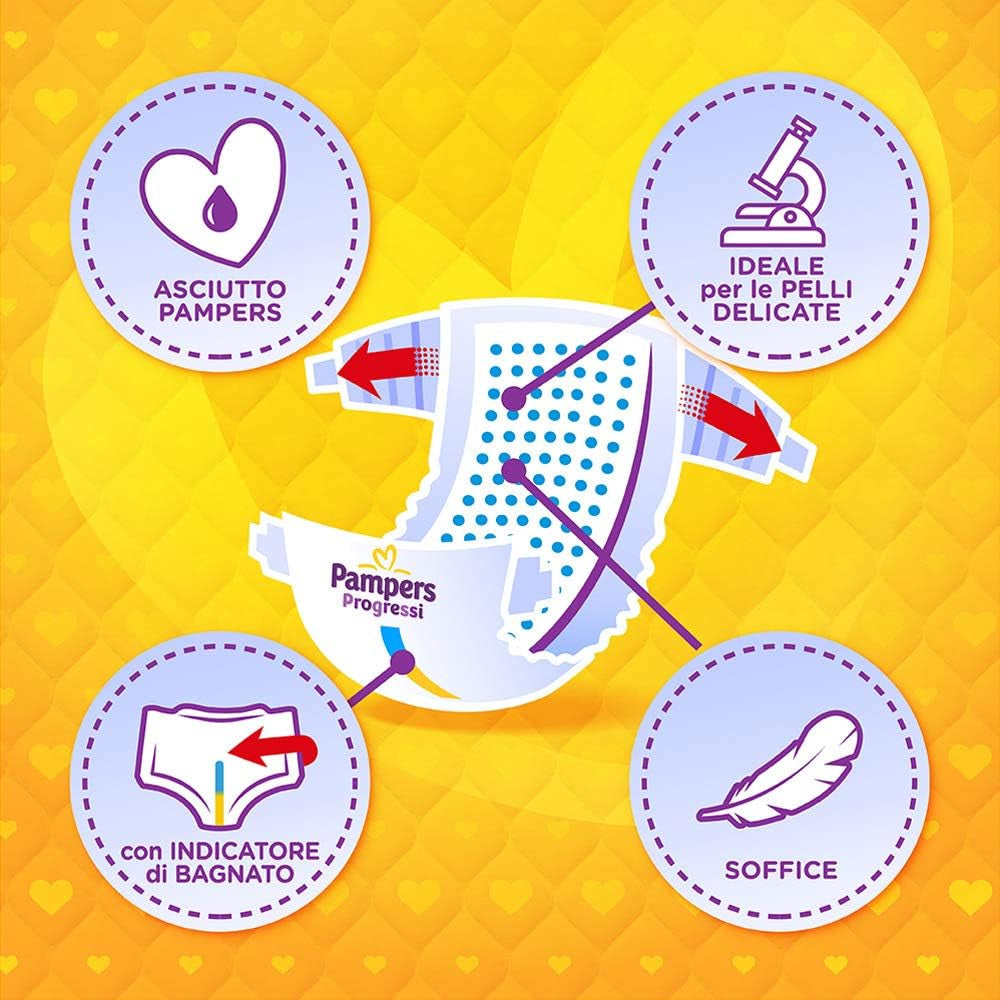 Pleny Pampers Progressi & Fit Prime Midi, krátký formát, 162 plen, velikost 3 (4-9 kg), online členství v posilovně na 1 měsíc jako dárek